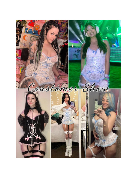 Conjunto de Lencería Sexy para Mujeres Corsé Negro 2 Piezas