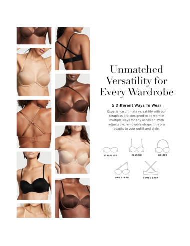 Sujetador sin tirantes Bombshell Push Up Victoria's Secret 34B Negro