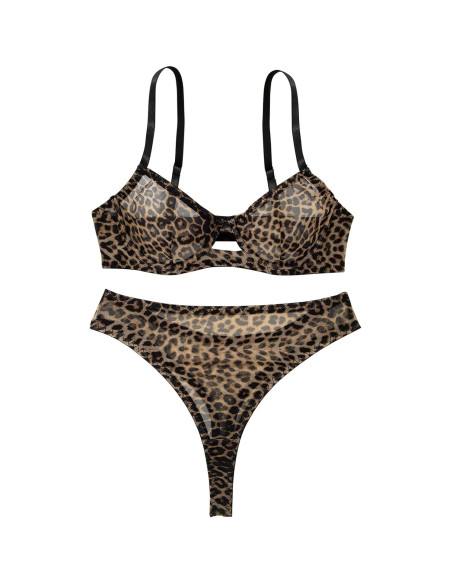 Conjunto Lencería Push Up Lilosy Leopardo Mediano