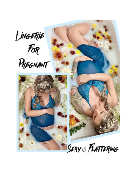 Lencería Babydoll Avidlove Azul Oscuro Mediana Encaje