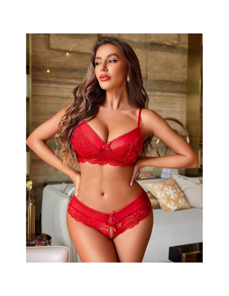 Conjunto de Lencería Avidlove 2 Piezas Rojo S-XXL