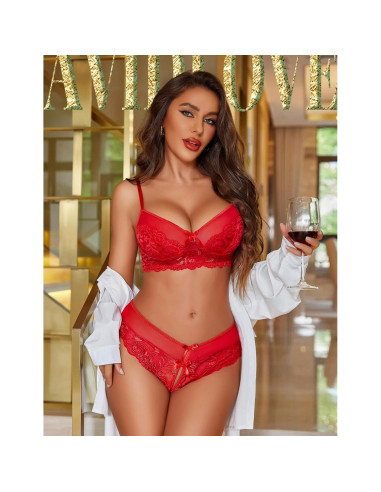 Conjunto de Lencería Avidlove 2 Piezas Rojo S-XXL