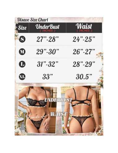 Conjunto de Lencería Sexy Dlsave 2 Piezas Azul Claro