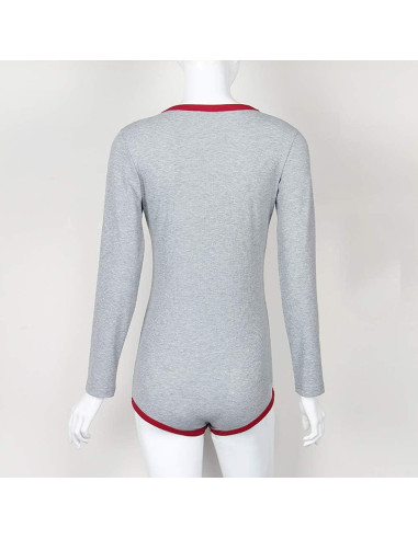 Mono Roselux de manga larga con escote en V para mujer