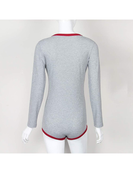 Mono Roselux de manga larga con escote en V para mujer