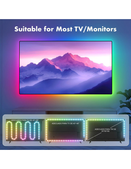 Tira LED RGB para TV 43-55" DTQJ 4m Control Remoto APP