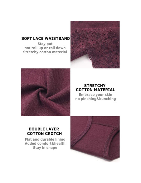 Bragas de Algodón Wealurre para Mujeres - Pack de Encaje