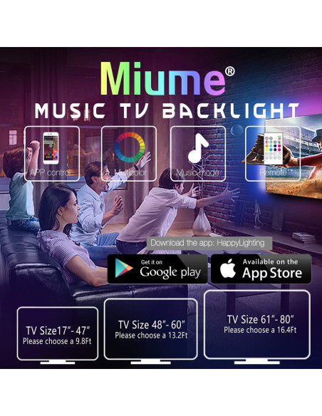 Tira de Luz LED Miume 3m RGB Control App para TV