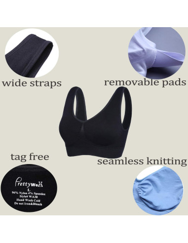 Sujetadores Sin Costuras Prettywell 3 Pzs Yoga Mujeres
