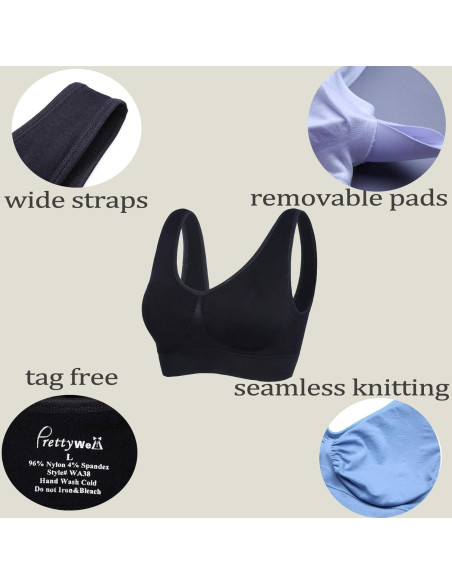 Sujetadores Sin Costuras Prettywell 3 Pzs Yoga Mujeres