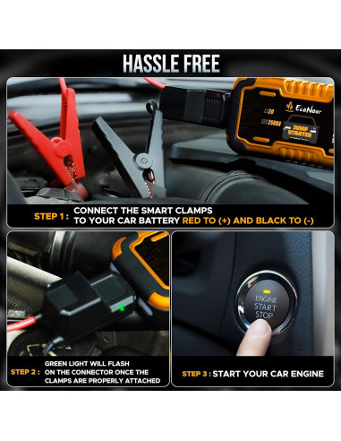 EcoNour Arrancador de Batería 2500A Portátil para Vehículos