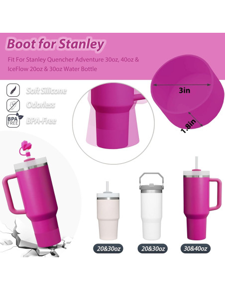 Juego de Accesorios Stanley Cup 6 Piezas Silicona Fucsia
