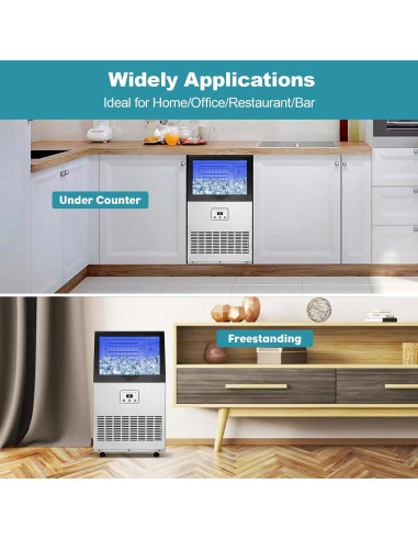 Máquina de Hielo Comercial Amzgachfktch 100kg/24h Auto Limpieza