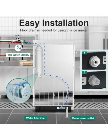 Máquina de Hielo Comercial Amzgachfktch 100kg/24h Auto Limpieza