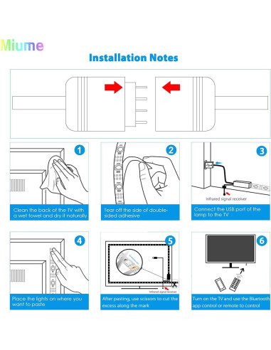 Tira de Luz LED Miume 3m RGB Control App para TV