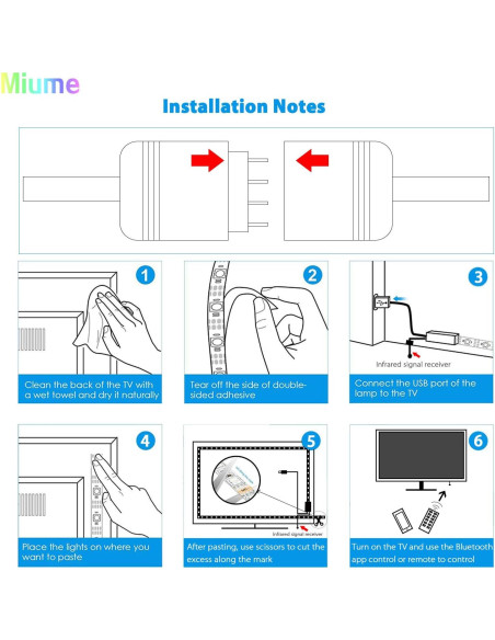 Tira de Luz LED Miume 3m RGB Control App para TV