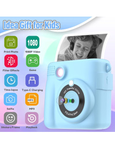 Cámara Instantánea ESOXOFFORE para Niños 1080P Azul 2