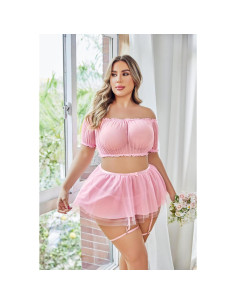Avidlove Conjunto de Lencería Talla Grande Rosa 3 Piezas 2