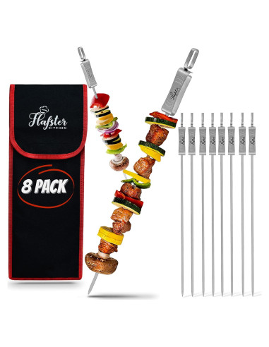Pinchos de BBQ Flafster Kitchen Acero Inoxidable 40 cm Set 8
