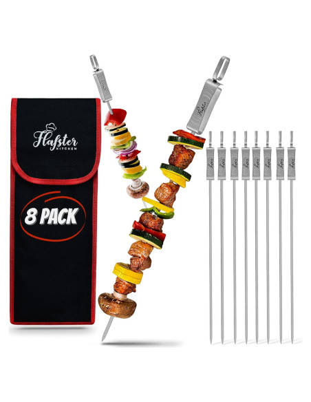 Pinchos de BBQ Flafster Kitchen Acero Inoxidable 40 cm Set 8