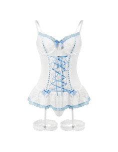 Conjunto Lencería Babydoll Foxiny 3 Piezas Azul Sexy