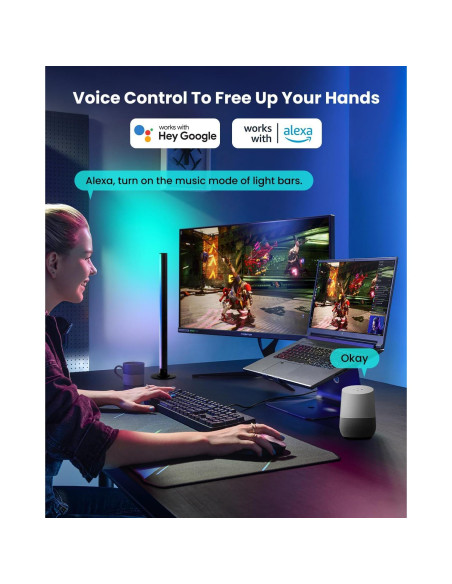 Barras de Luz LED RGB+IC SUNLINKCO 38 cm Control APP y Voz Barras de Luz LED RGB+IC SUNLINKCO 38 cm Control APP y Voz