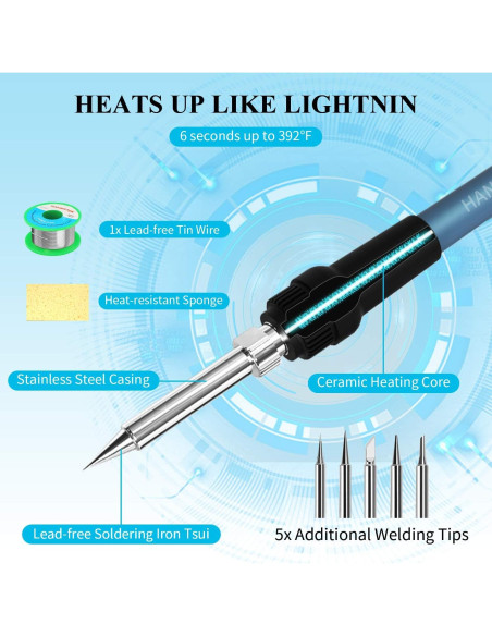 Estación de Soldadura Digital HANMATEK 60W 5 Puntas