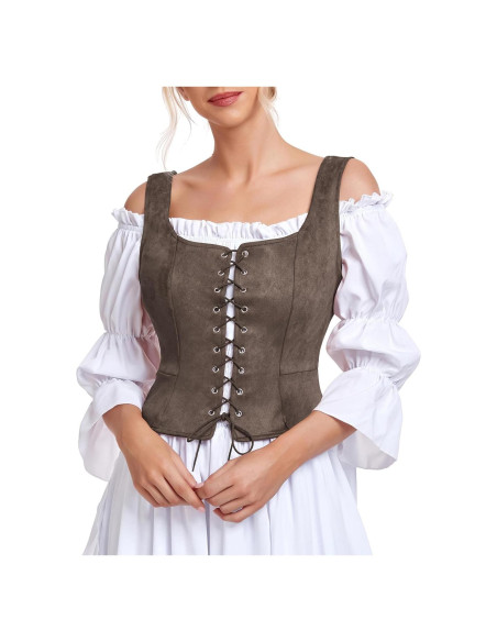 Disfraz de Renacimiento Mujer Chaleco Corsé Steampunk Café