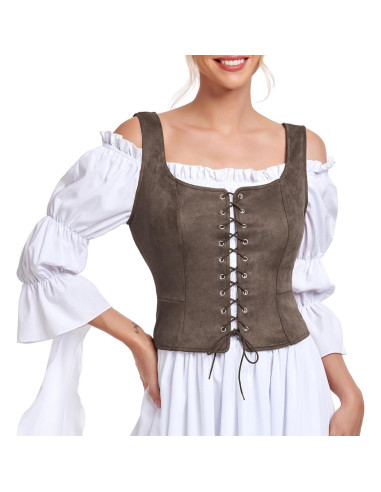 Disfraz de Renacimiento Mujer Chaleco Corsé Steampunk Café