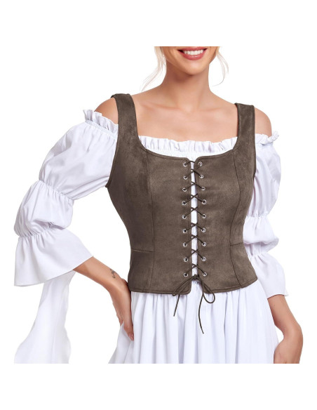 Disfraz de Renacimiento Mujer Chaleco Corsé Steampunk Café