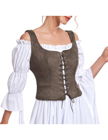 Disfraz de Renacimiento Mujer Chaleco Corsé Steampunk Café