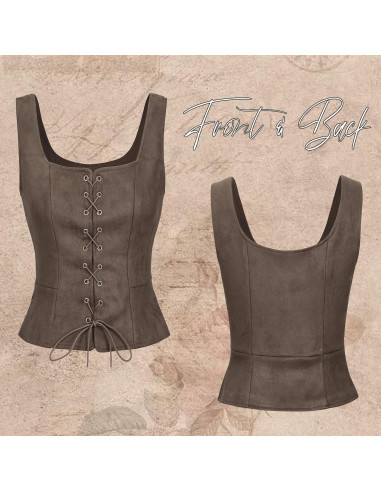 Disfraz de Renacimiento Mujer Chaleco Corsé Steampunk Café