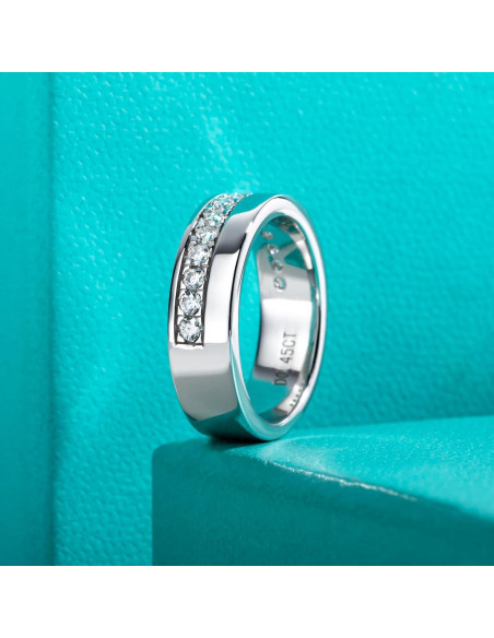 Anillo de Boda AnuClub Moissanita 0.5ct 925 Plata para Hombres