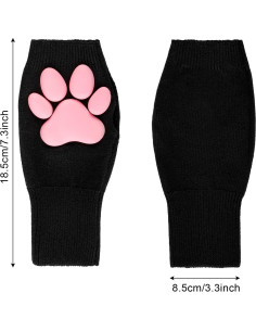 Mitones de Gato Nydotd Rosa 3D para Cosplay Sin Dedos 2