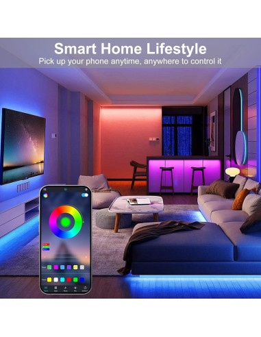 Tira de luz LED COB RGB 6m JUNWEN DC24V con control app