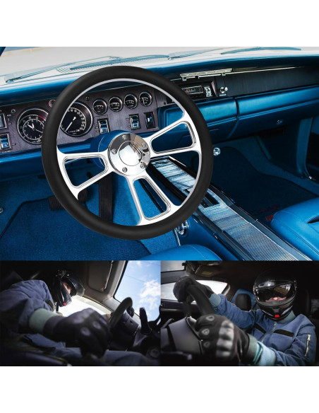 Volante de carreras QYMOPAY 35,56 cm cuero 5 agujeros