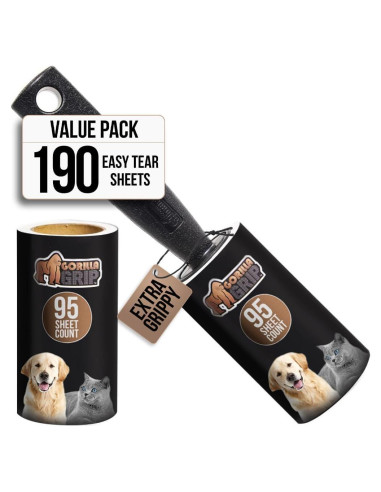 Rodillo Quitapelusas GORILLA GRIP 190 Hojas Recargables