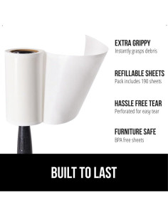 Rodillo Quitapelusas GORILLA GRIP 190 Hojas Recargables 2