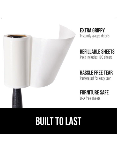 Rodillo Quitapelusas GORILLA GRIP 190 Hojas Recargables