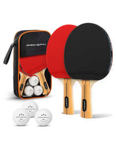 Set de Palas de Ping Pong PRO SPIN - 2 Jugadores, Pelotas 3 Estrellas
