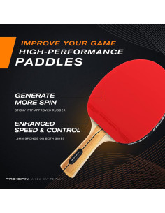Set de Palas de Ping Pong PRO SPIN - 2 Jugadores, Pelotas 3 Estrellas 2