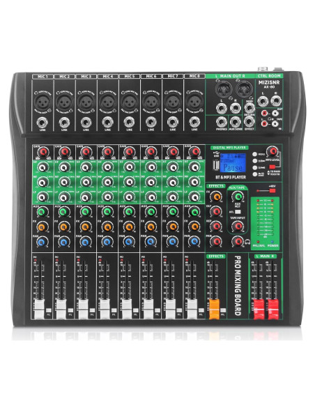 Mezclador de Audio 8 Canales AX-80S con Bluetooth y USB