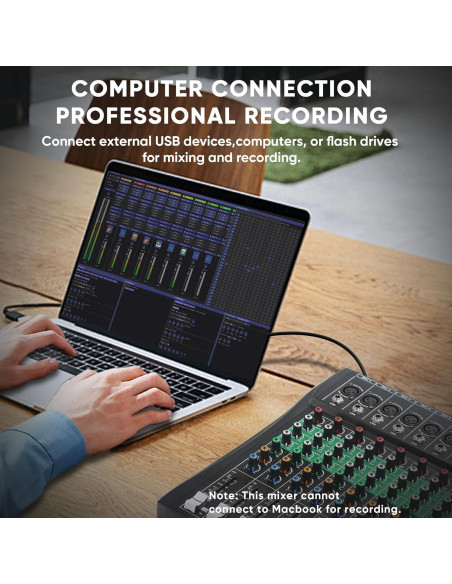 Mezclador de Audio 8 Canales AX-80S con Bluetooth y USB