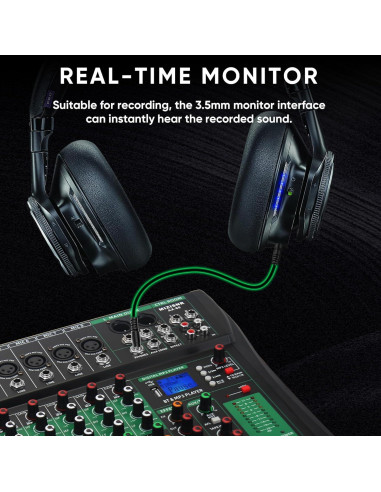 Mezclador de Audio 8 Canales AX-80S con Bluetooth y USB