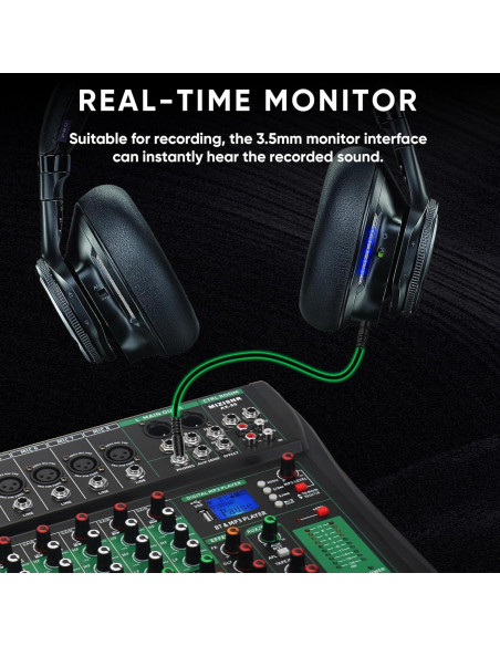 Mezclador de Audio 8 Canales AX-80S con Bluetooth y USB