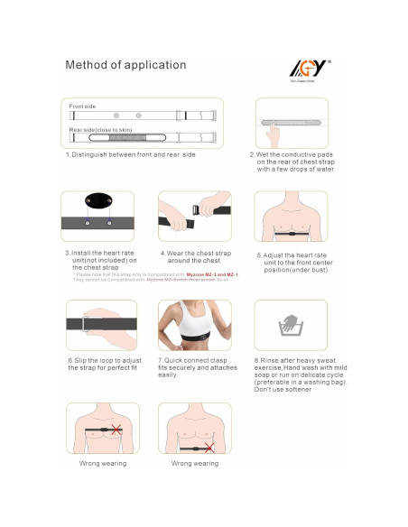 Correa de Pecho Myzone MZ-3 Ajustable Rojo 50-65 cm