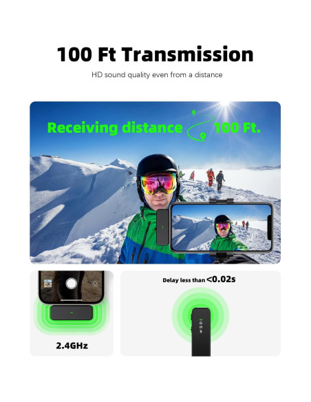 Micrófono Lavalier Inalámbrico Rythflo USB-C 30m 18h Batería