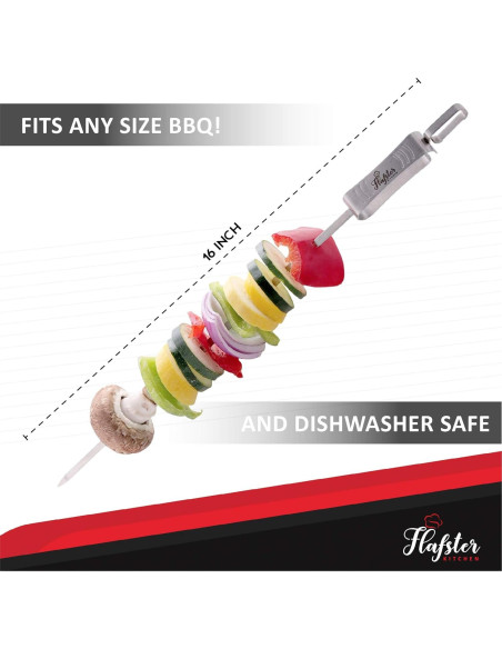 Pinchos de BBQ Flafster Kitchen Acero Inoxidable 40 cm Set 8