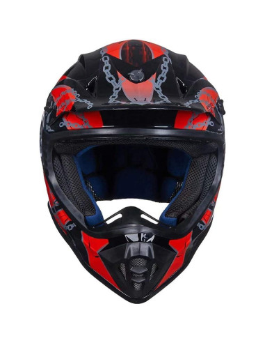 Casco ILM para Motocross Juvenil-XL Rojo Negro Modelo 128YS