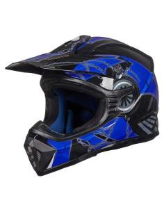 Casco ILM Juvenil-XL para Motocross Azul Negro DOT